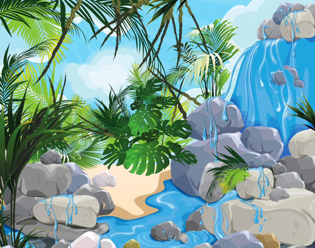 Waterfall in the Jungle jigsaw puzzle in Waterfalls puzzles on TheJigsawPuzzles.com