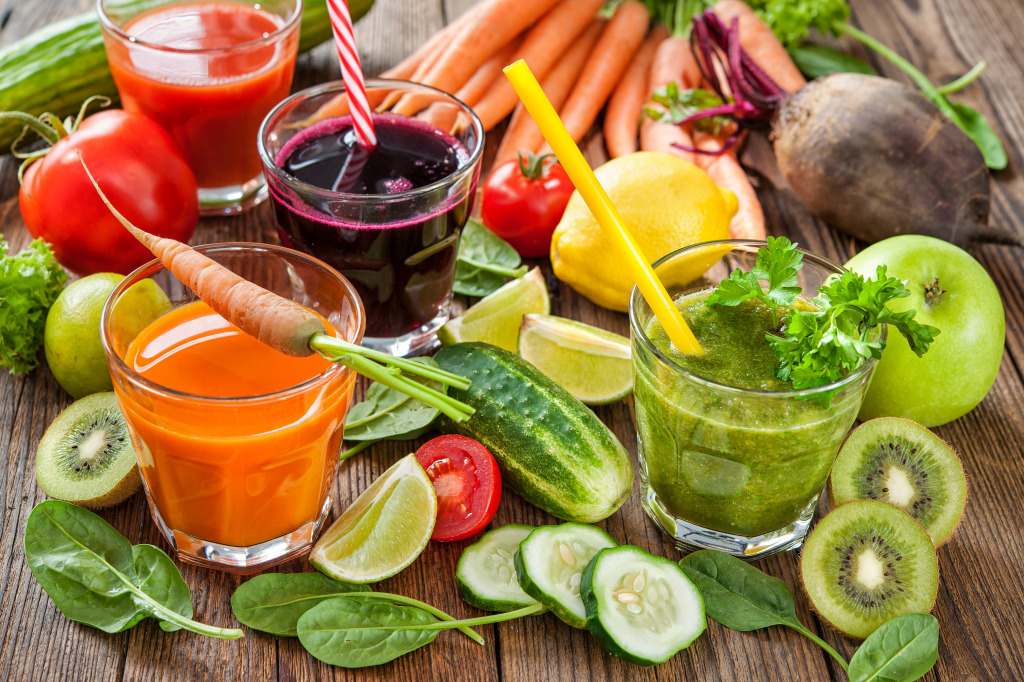 Freshly Squeezed Fruit and Vegetable Juices jigsaw puzzle in Puzzle of the Day puzzles on TheJigsawPuzzles.com