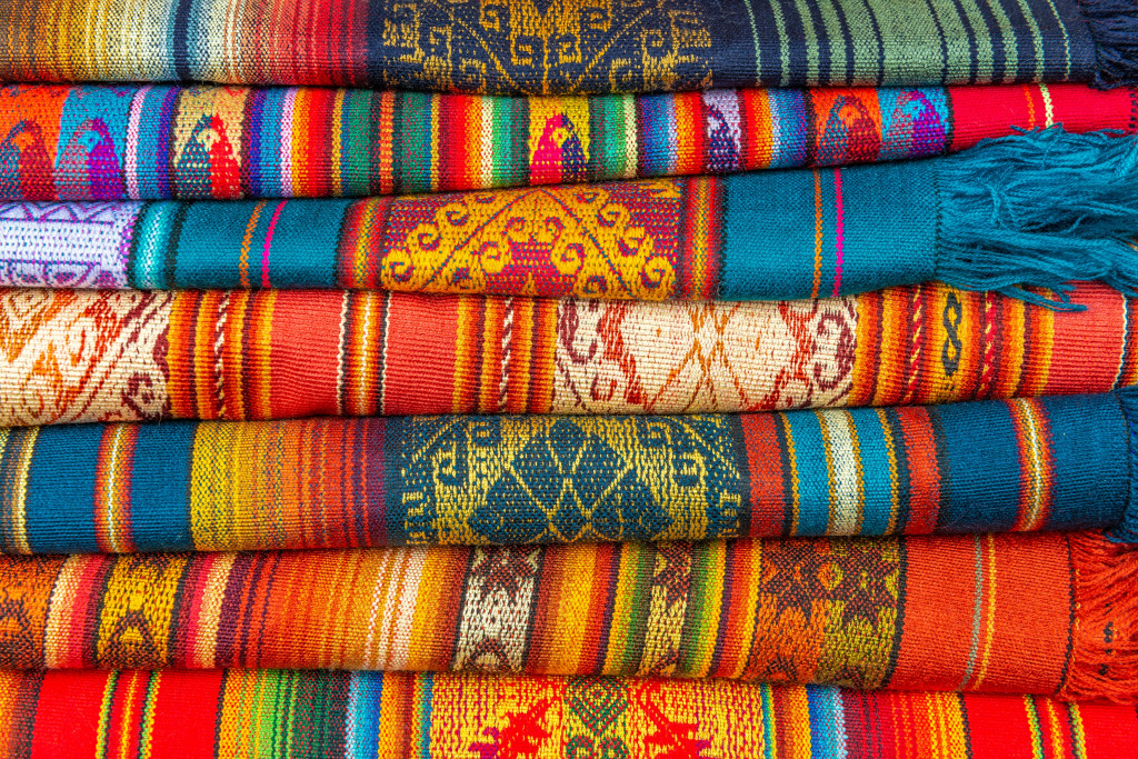 Colorful Andean Textiles, Otavalo, Ecuador jigsaw puzzle in Handmade puzzles on TheJigsawPuzzles.com
