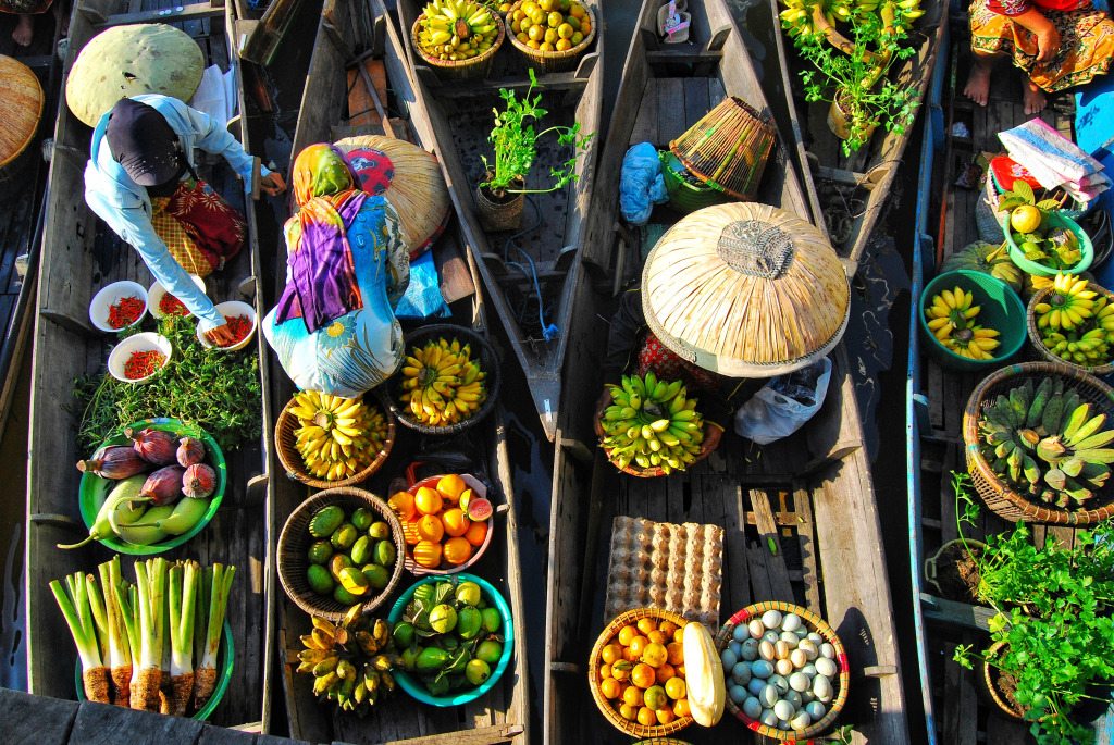 Floating Market at Banjarmasin, Indonesia jigsaw puzzle in Fruits & Veggies puzzles on TheJigsawPuzzles.com