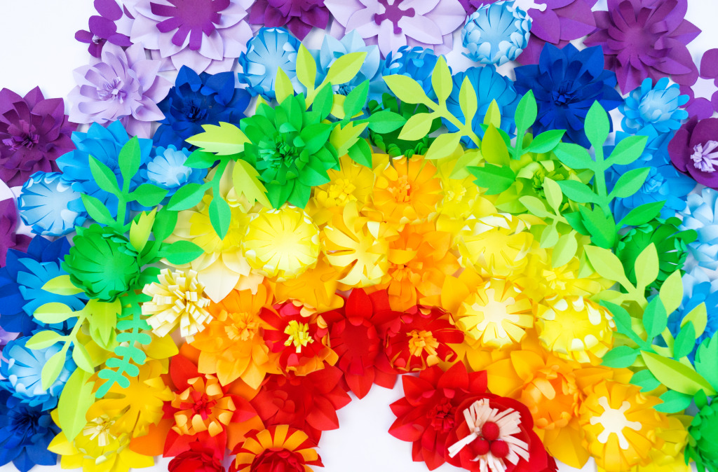 Paper Flower Rainbow jigsaw puzzle in Macro puzzles on TheJigsawPuzzles.com