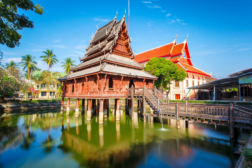 Wat Thung Si Muang Temple, Thailand jigsaw puzzle in Bridges puzzles on TheJigsawPuzzles.com