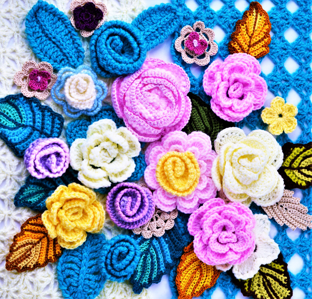Crocheted Flowers jigsaw puzzle in Macro puzzles on TheJigsawPuzzles.com
