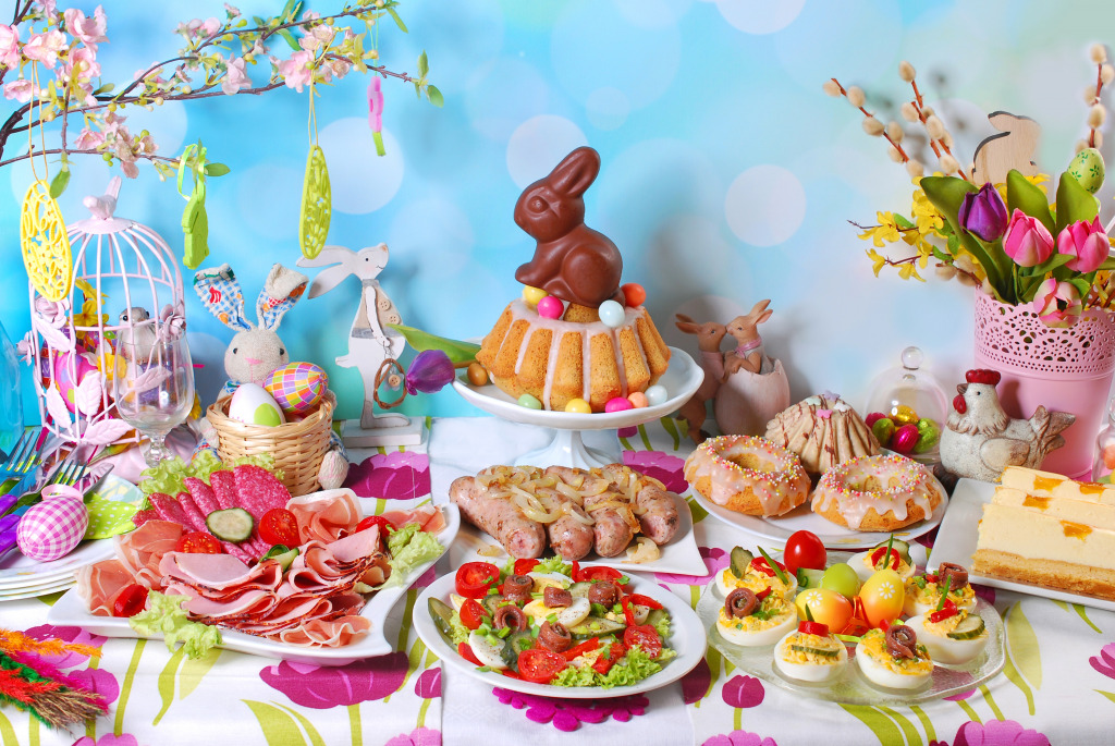 Easter Dinner Table jigsaw puzzle in Food & Bakery puzzles on TheJigsawPuzzles.com