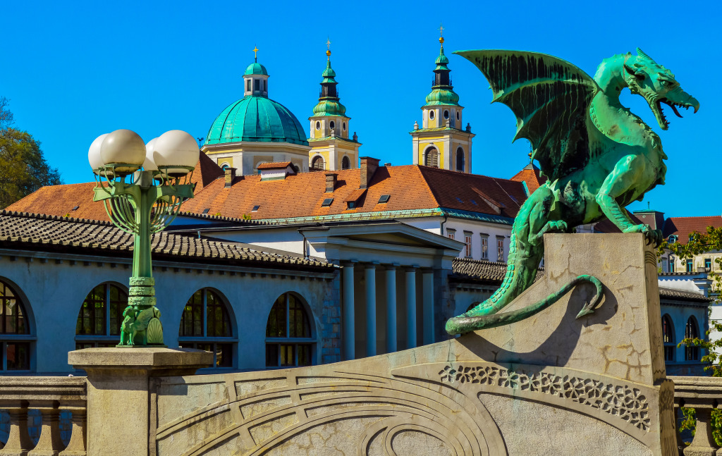 Dragon Bridge, Ljubljana, Slovenia jigsaw puzzle in Bridges puzzles on TheJigsawPuzzles.com