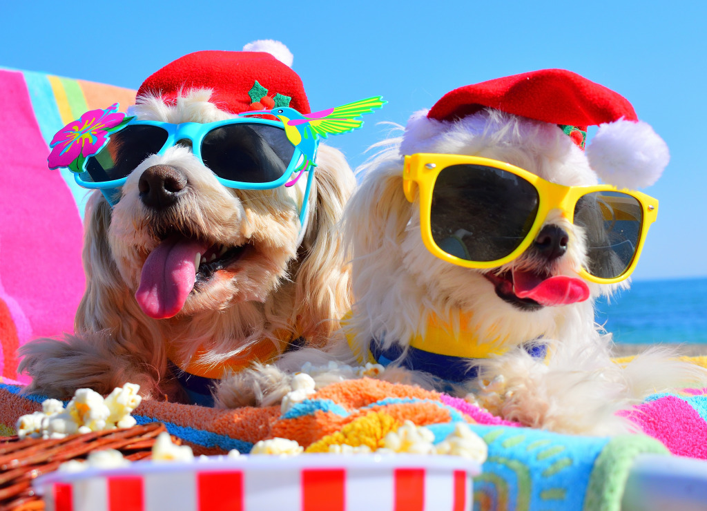 Puppies on the Beach jigsaw puzzle in Animals puzzles on TheJigsawPuzzles.com