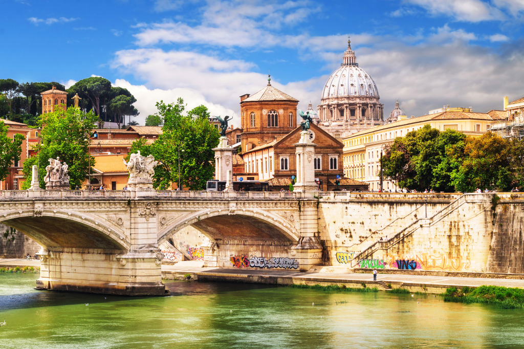 Vittorio Emanuele Bridge in Rome jigsaw puzzle in Bridges puzzles on TheJigsawPuzzles.com