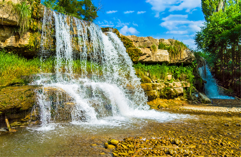 Landscape with a Waterfall jigsaw puzzle in Waterfalls puzzles on TheJigsawPuzzles.com