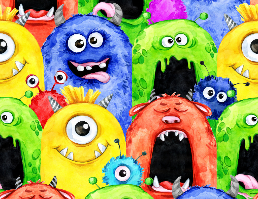 Smiling Monsters jigsaw puzzle in Puzzle of the Day puzzles on TheJigsawPuzzles.com