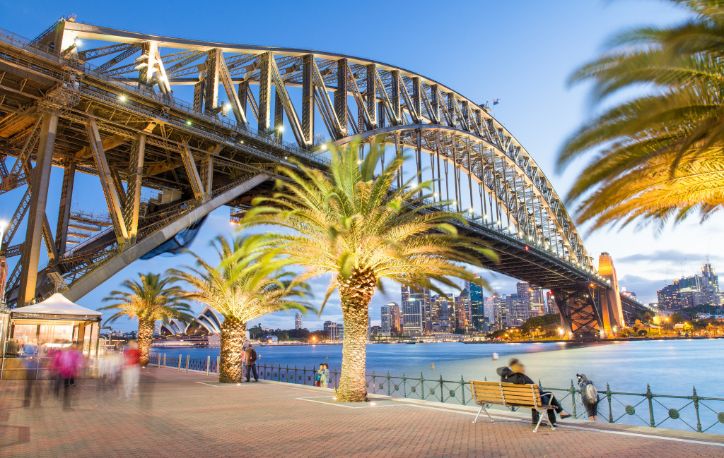 Sydney Harbor Bridge At Dusk jigsaw puzzle in Bridges puzzles on TheJigsawPuzzles.com