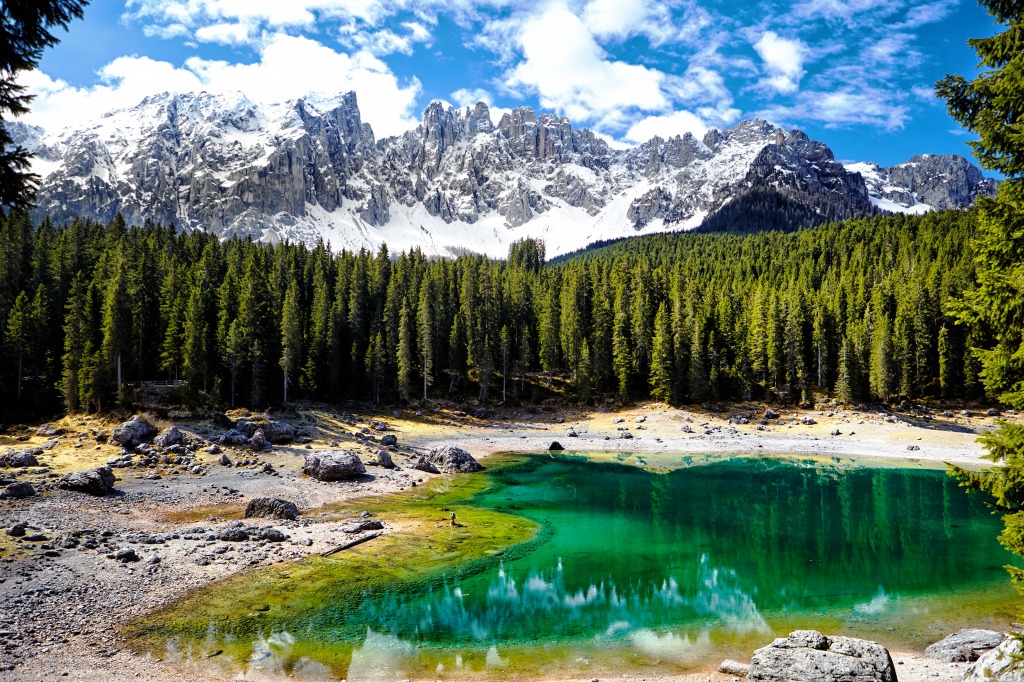 Carezza Lake, Dolomites, Italian Alps jigsaw puzzle in Great Sightings puzzles on TheJigsawPuzzles.com