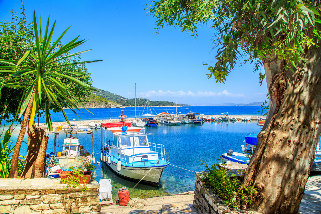 Port Kouloura in Corfu, Greece jigsaw puzzle in Great Sightings puzzles on TheJigsawPuzzles.com