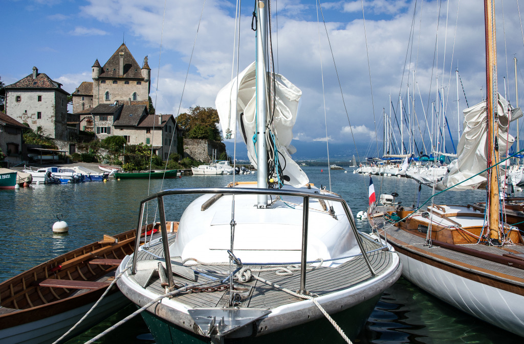 Yvoire Castle and Marina, France jigsaw puzzle in Castles puzzles on TheJigsawPuzzles.com