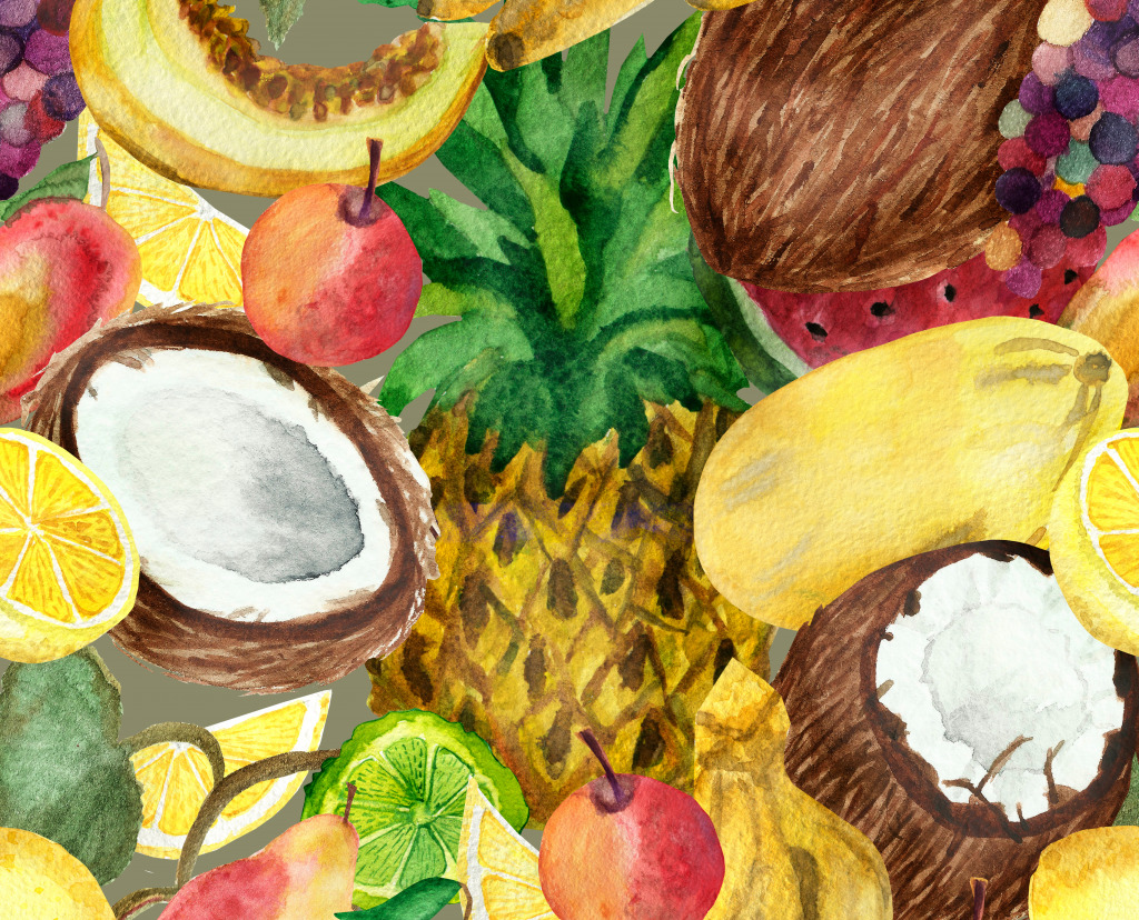 Tropical Fruit Watercolor jigsaw puzzle in Fruits & Veggies puzzles on TheJigsawPuzzles.com