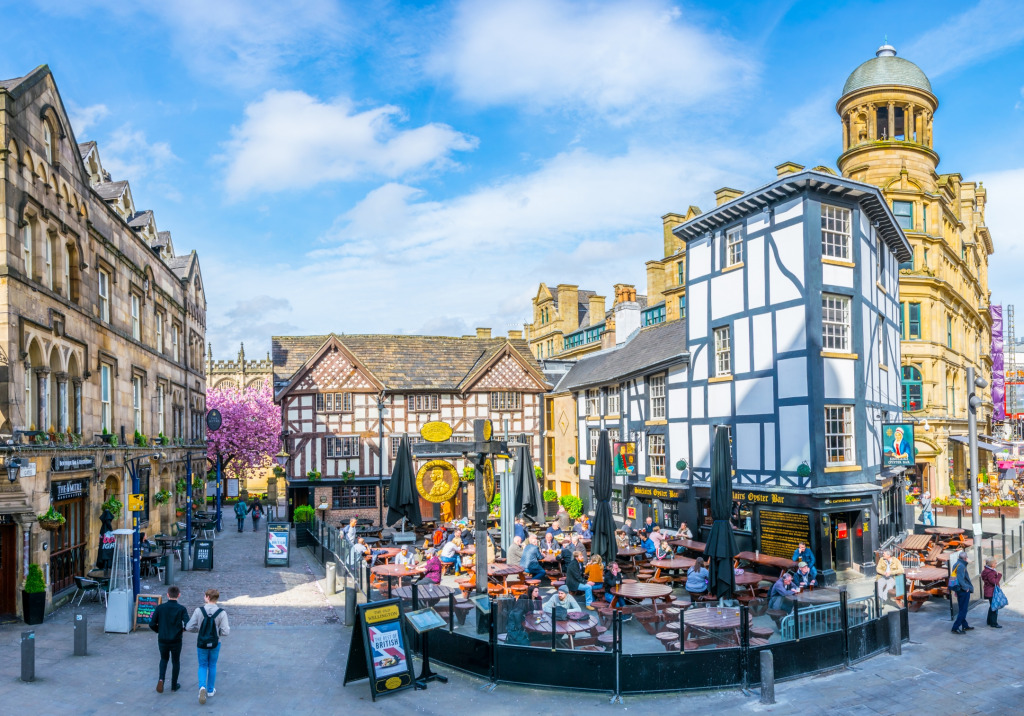 Shambles Square in Manchester, England jigsaw puzzle in Puzzle of the Day puzzles on TheJigsawPuzzles.com