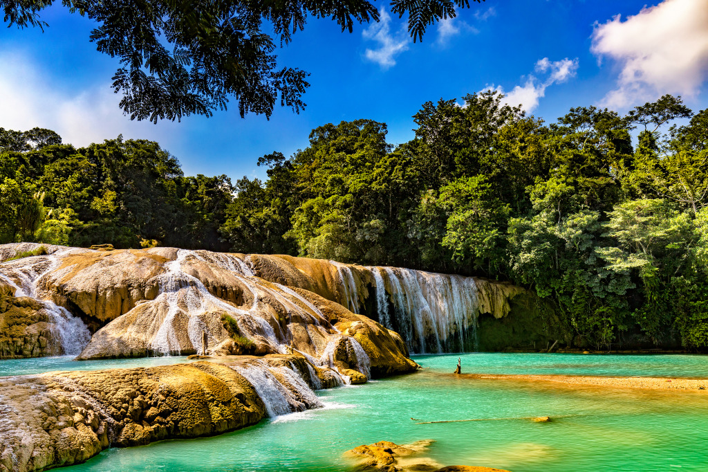 Agua Azul Cascades, Mexico jigsaw puzzle in Waterfalls puzzles on TheJigsawPuzzles.com