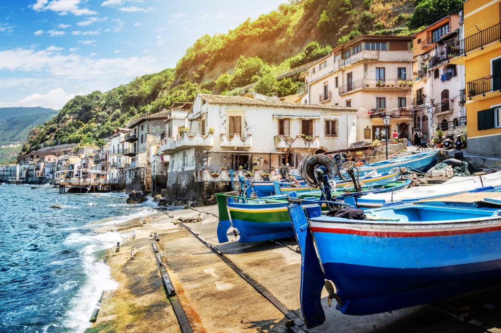 Fishing Village in Calabria, Scilla, Italy jigsaw puzzle in Great Sightings puzzles on TheJigsawPuzzles.com