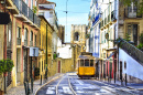 Yellow Tram in Lisbon, Portugal