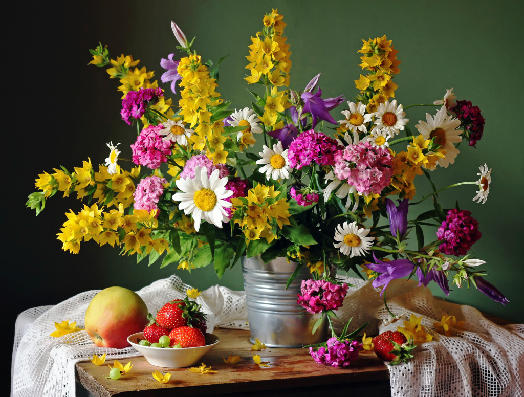 Still Life with a Summer Bouquet jigsaw puzzle in Flowers puzzles on TheJigsawPuzzles.com