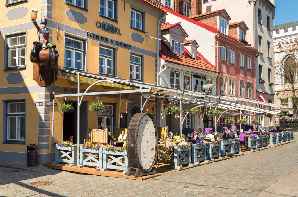 Street Restaurant in Riga, Latvia jigsaw puzzle in Food & Bakery puzzles on TheJigsawPuzzles.com