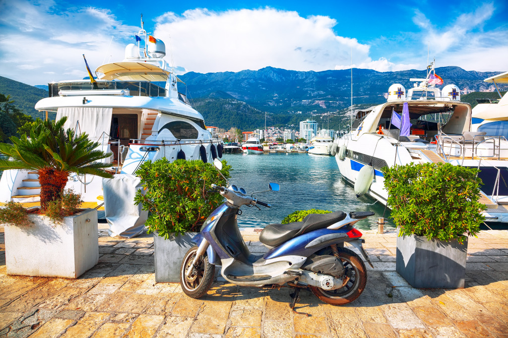 Budva City Waterfront, Montenegro jigsaw puzzle in Cars & Bikes puzzles on TheJigsawPuzzles.com