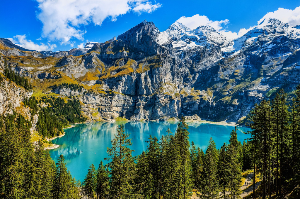 Oeschinen Lake, Switzerland jigsaw puzzle in Great Sightings puzzles on TheJigsawPuzzles.com