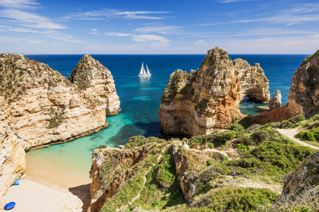 Bay Near Lagos Town, Portugal jigsaw puzzle in Great Sightings puzzles on TheJigsawPuzzles.com