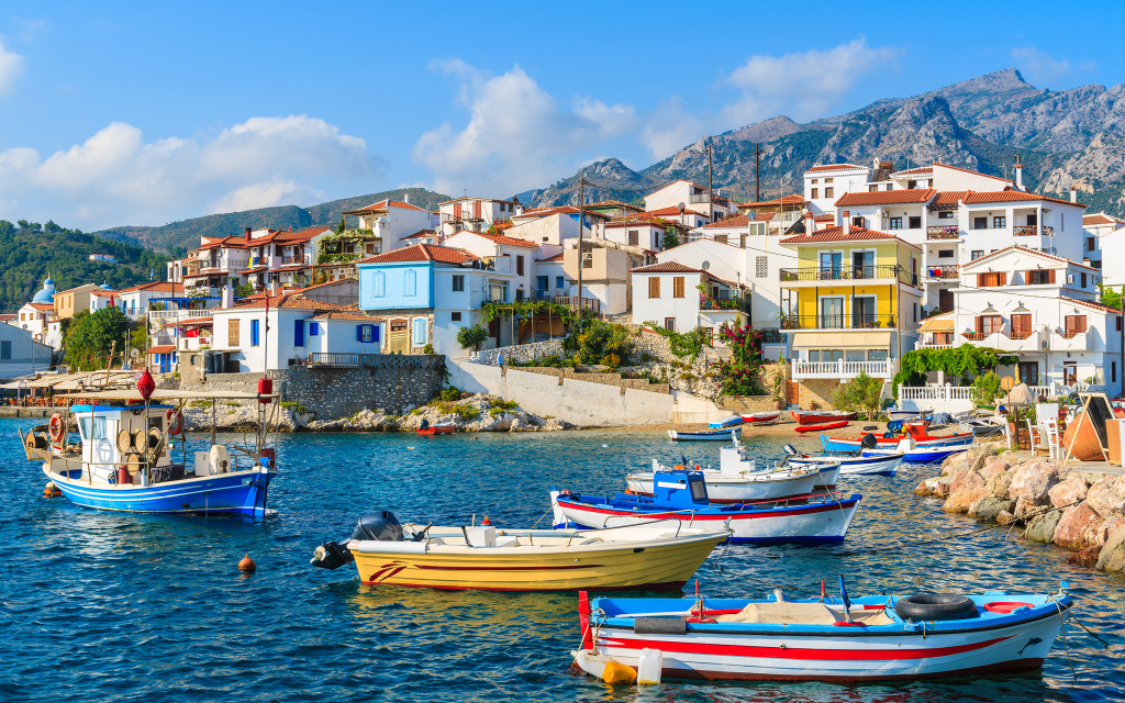 Kokkari Port, Samos Island, Greece jigsaw puzzle in Puzzle of the Day puzzles on TheJigsawPuzzles.com