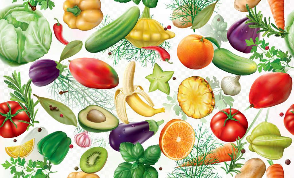 Assorted Vegetables, Fruits and Spices jigsaw puzzle in Fruits & Veggies puzzles on TheJigsawPuzzles.com