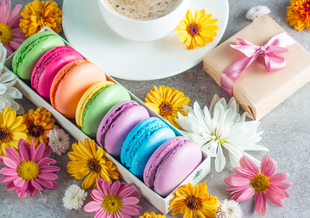 Macarons and Cappuccino jigsaw puzzle in Food & Bakery puzzles on TheJigsawPuzzles.com