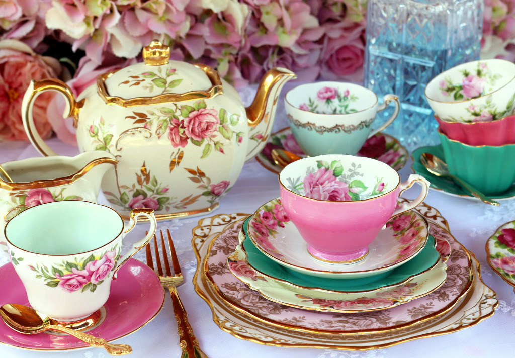 Vintage Tea Set jigsaw puzzle in Food & Bakery puzzles on TheJigsawPuzzles.com