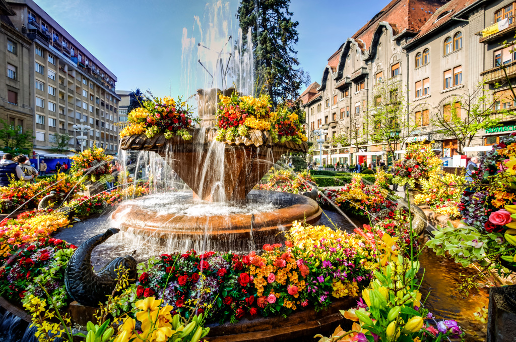 Victoria Square, Timisoara, Romania jigsaw puzzle in Flowers puzzles on TheJigsawPuzzles.com