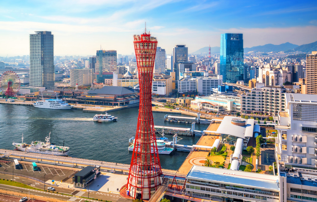 Skyline and Port of Kobe, Japan jigsaw puzzle in Great Sightings puzzles on TheJigsawPuzzles.com