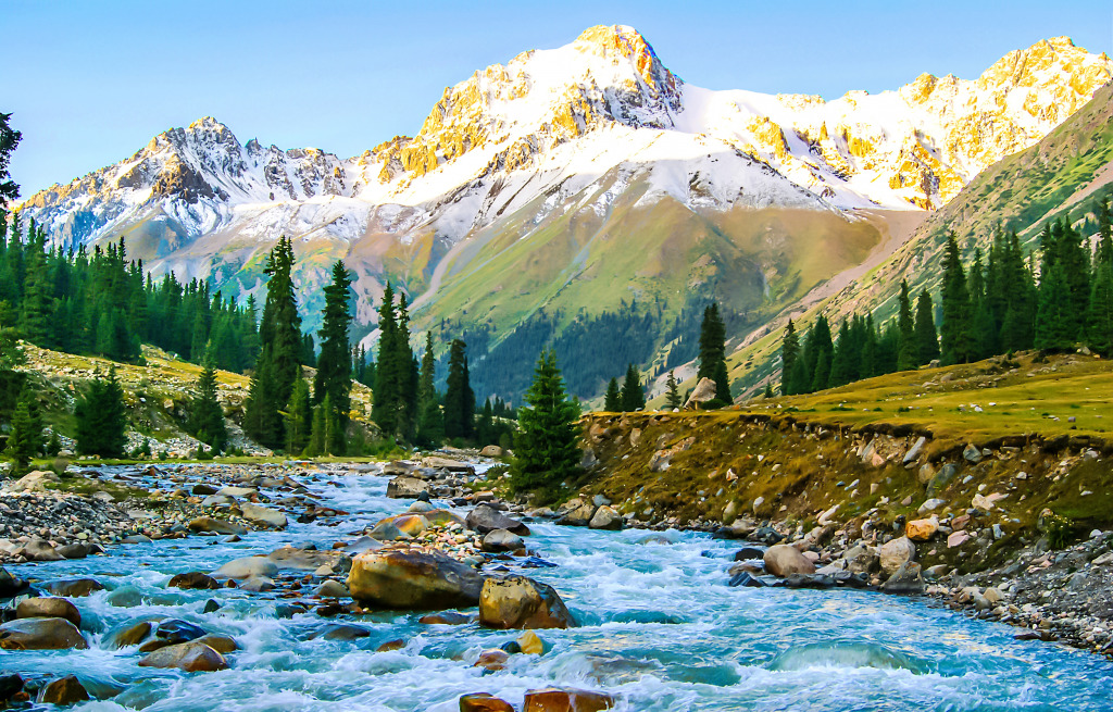 Mountain River Stream Landscape jigsaw puzzle in Great Sightings puzzles on TheJigsawPuzzles.com
