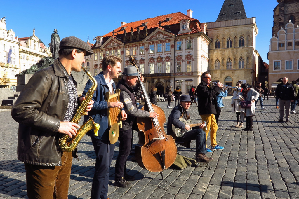 Street Band in Prague, Czech Republic jigsaw puzzle in People puzzles on TheJigsawPuzzles.com