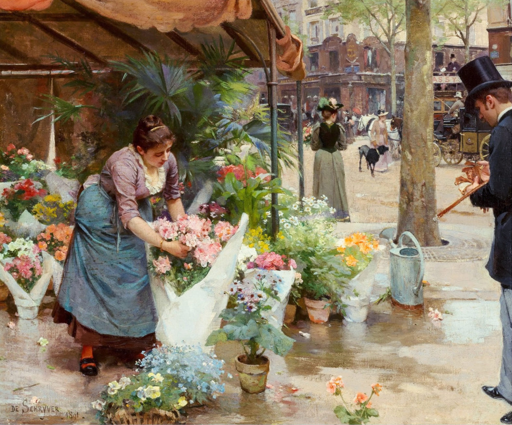 Flower Market in La Madeleine, Paris jigsaw puzzle in Piece of Art puzzles on TheJigsawPuzzles.com