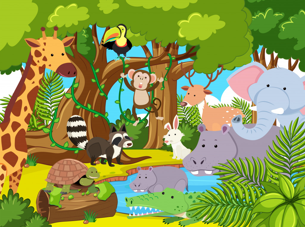 Animals in the Jungle jigsaw puzzle in Animals puzzles on TheJigsawPuzzles.com