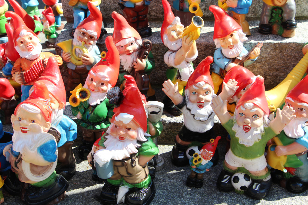 Garden Gnomes in the Swiss Village jigsaw puzzle in Macro puzzles on TheJigsawPuzzles.com