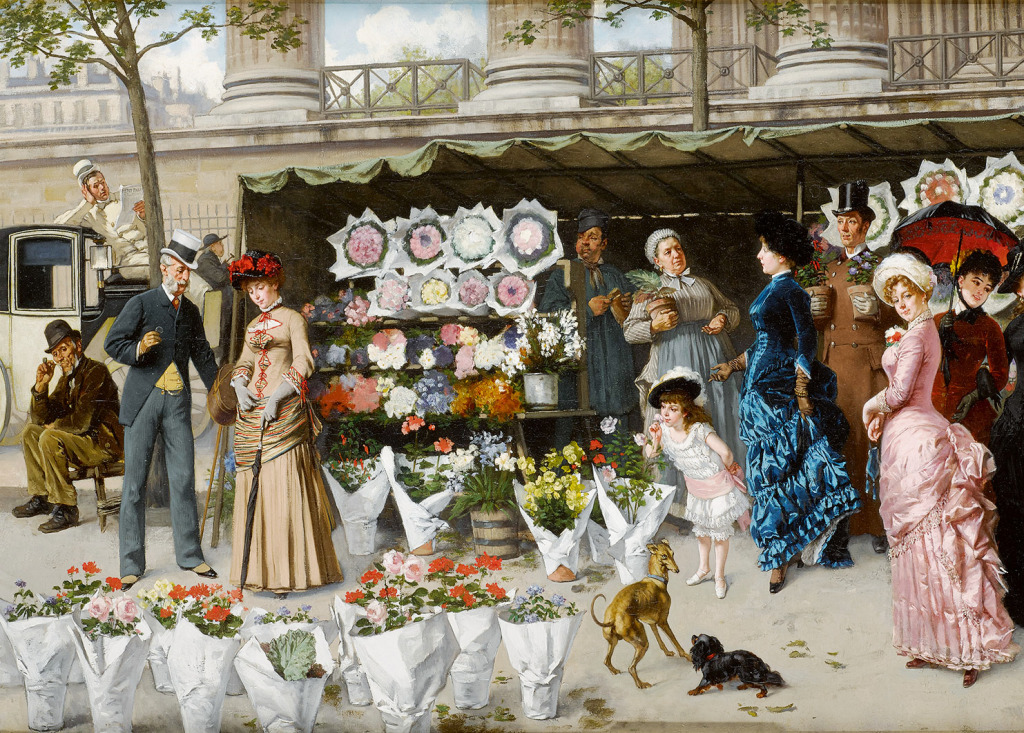 Flower Market at La Madeleine, Paris jigsaw puzzle in Puzzle of the Day puzzles on TheJigsawPuzzles.com