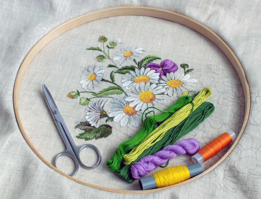 Floral Embroidery jigsaw puzzle in Handmade puzzles on TheJigsawPuzzles.com