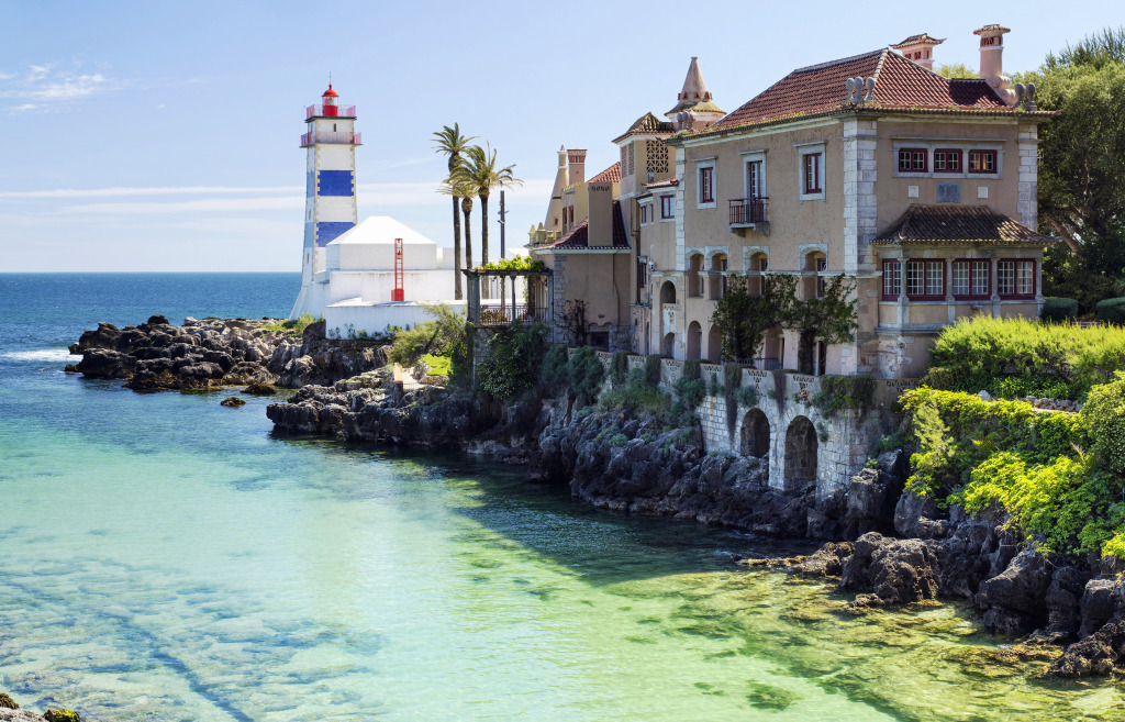 Santa Marta Lighthouse, Cascais, Portugal jigsaw puzzle in Great Sightings puzzles on TheJigsawPuzzles.com