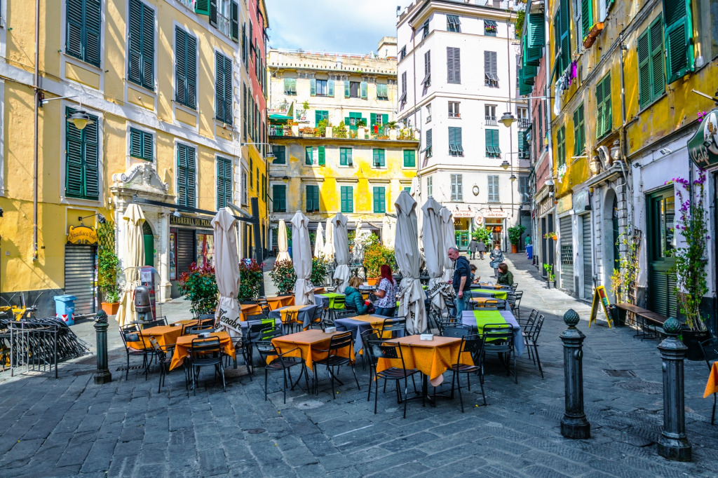 Street Restaurant in Genoa, Italy jigsaw puzzle in Food & Bakery puzzles on TheJigsawPuzzles.com