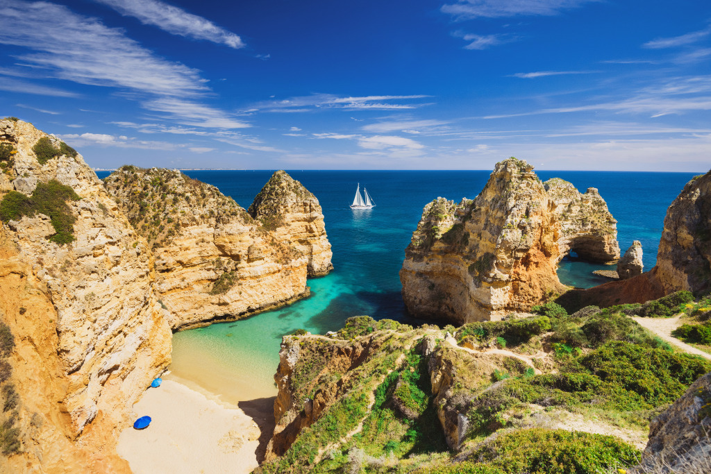 Bay Near Lagos Town, Portugal jigsaw puzzle in Great Sightings puzzles on TheJigsawPuzzles.com