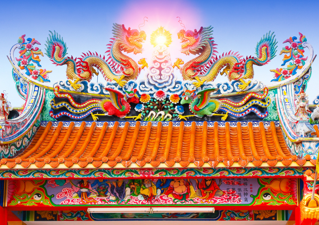 Chinese Temple Roof jigsaw puzzle in Puzzle of the Day puzzles on TheJigsawPuzzles.com