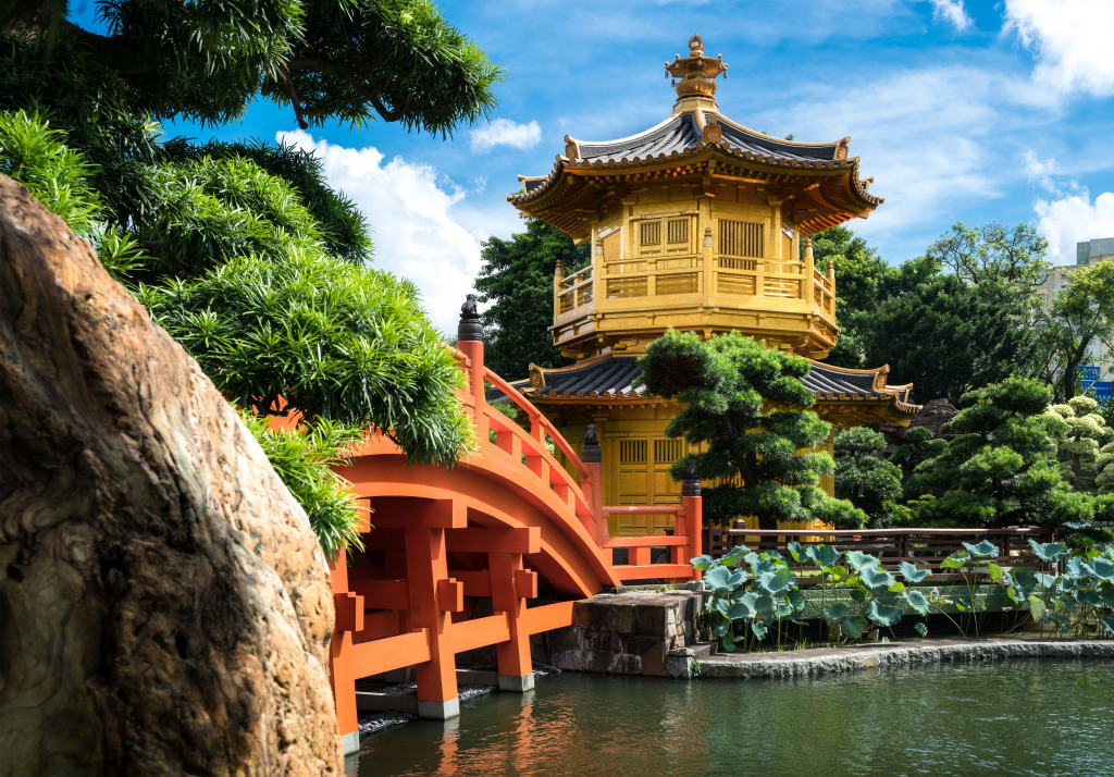 Golden Pavilion Temple, Nan Lian Garden, Hong Kong jigsaw puzzle in Bridges puzzles on TheJigsawPuzzles.com