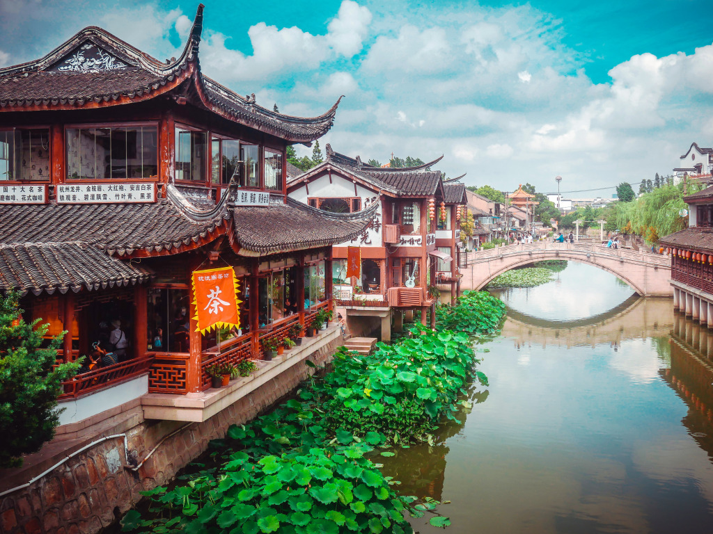 Qibao Ancient Water Town, Shanghai, China jigsaw puzzle in Street View puzzles on TheJigsawPuzzles.com