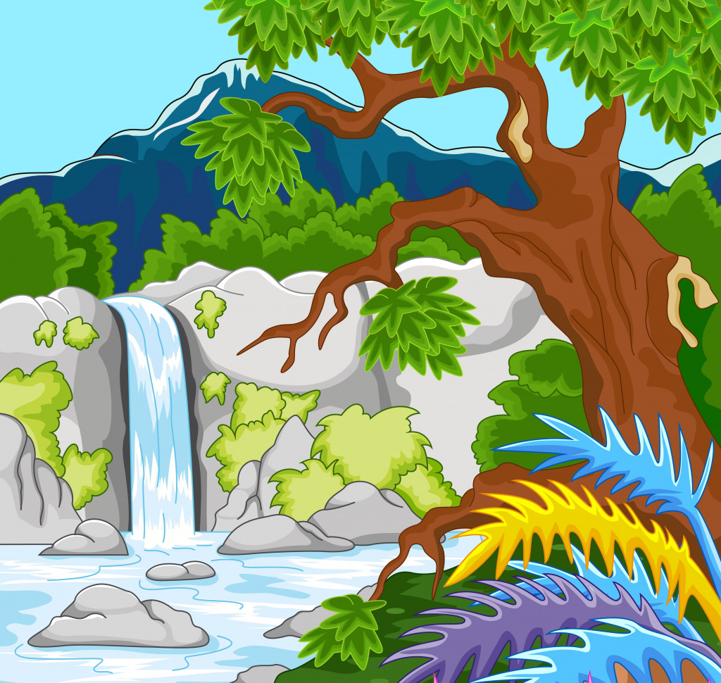 Landscape with a Waterfall jigsaw puzzle in Waterfalls puzzles on TheJigsawPuzzles.com