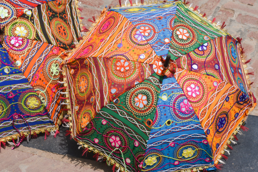 Parasols in Jammu and Kashmir, India jigsaw puzzle in Handmade puzzles on TheJigsawPuzzles.com