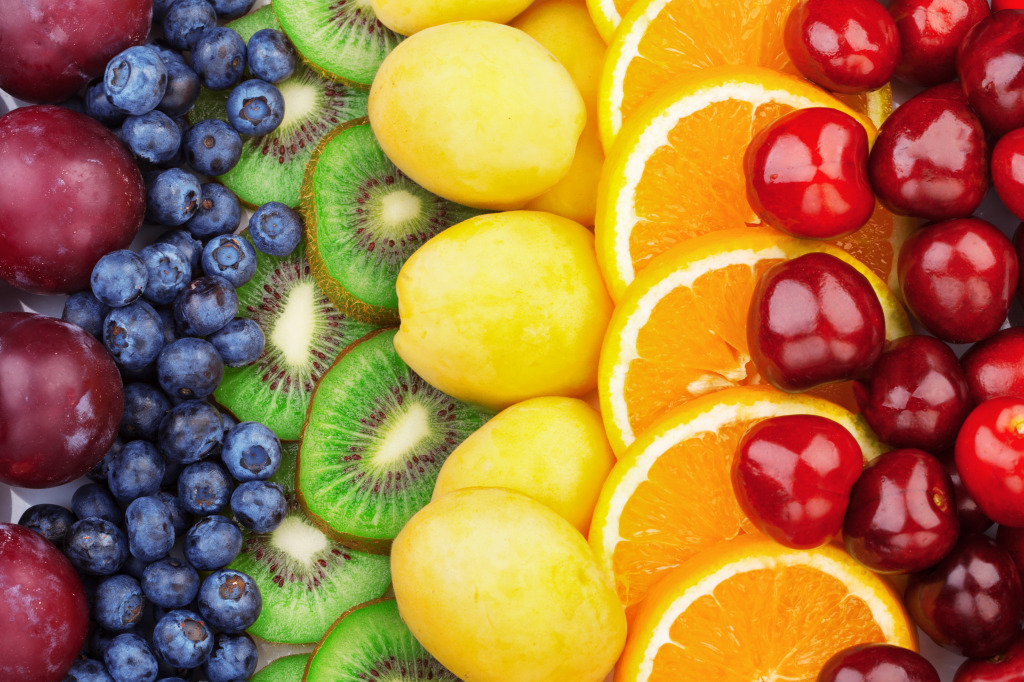 Rainbow of Fresh Fruits jigsaw puzzle in Fruits & Veggies puzzles on TheJigsawPuzzles.com