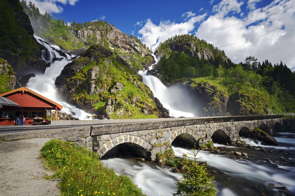 Låtefossen Waterfalls, Norway jigsaw puzzle in Waterfalls puzzles on TheJigsawPuzzles.com